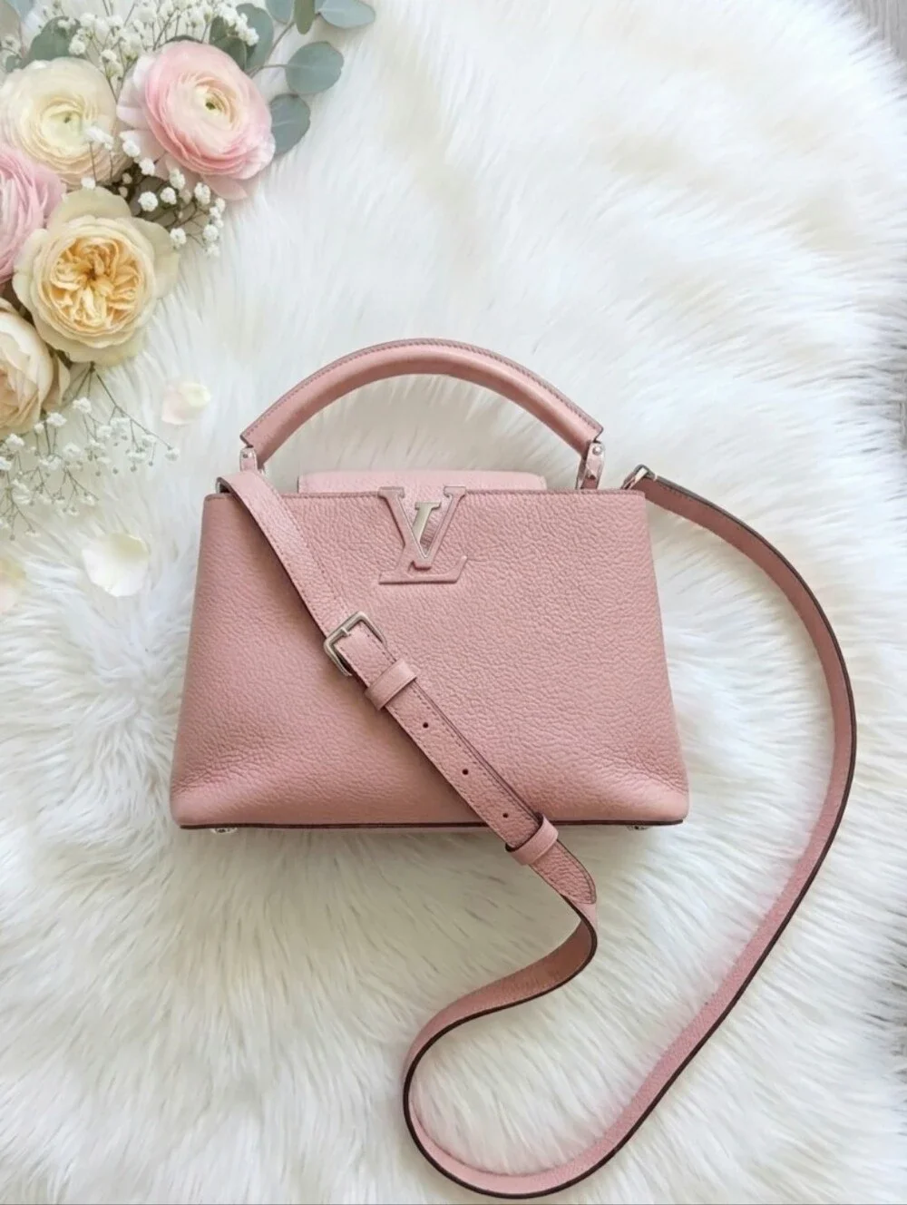 Louis Vuitton Capucines BB Magnolia Pink Taurillon Leather Silver HW 💕 EUC